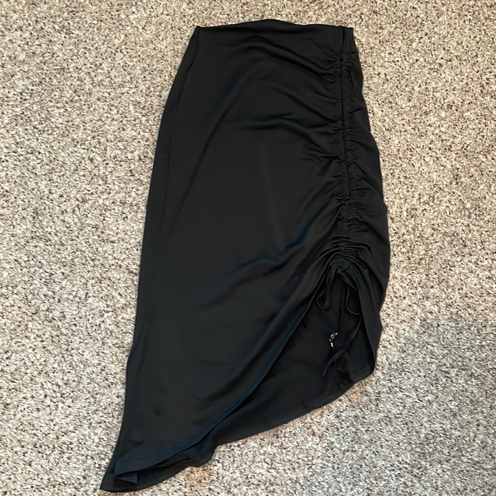Zaful Black Cinched Midi Skirt